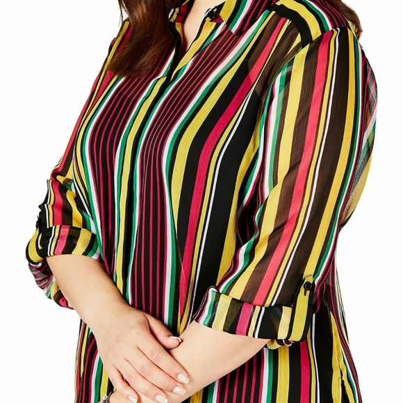 (NWT) INC International Concepts Women's Party Stripe Sheer Top Plus Size 2X - Picture 4 of 14